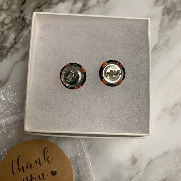 Pumpkin Halloween Fabric Button Earrings, Handmade - Picture 3 of 5